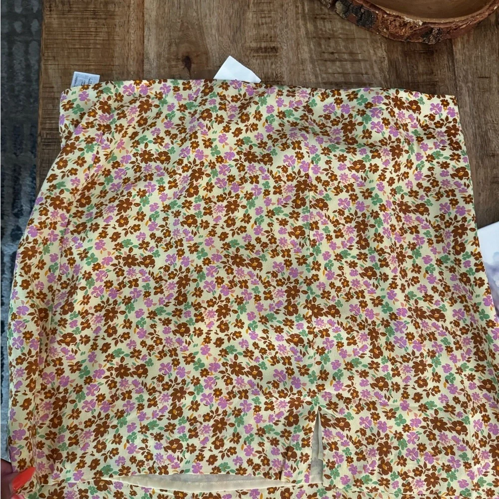 Mango Floral yellow Patterned Mini Skirt Falda 308 LUCY NEW NWT XL EXTRA LARGE